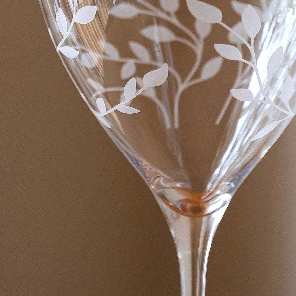 Personalised Botanical Crystal Wine Glasses - Set of Two