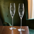 Personalised Botanical Crystal Champagne Flutes - Set of Two