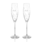Personalised Botanical Crystal Champagne Flutes - Set of Two