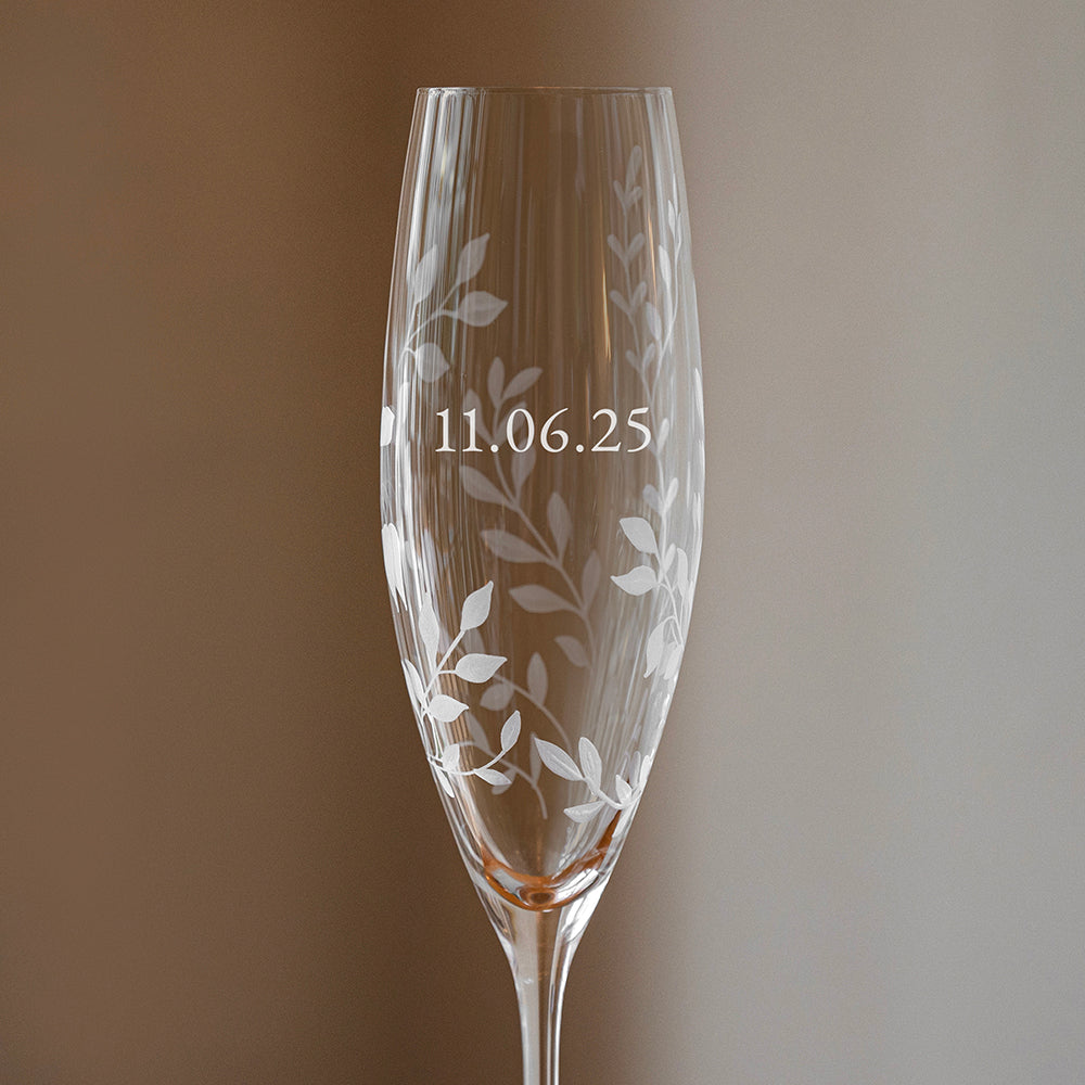 Personalised Botanical Crystal Champagne Flutes - Set of Two