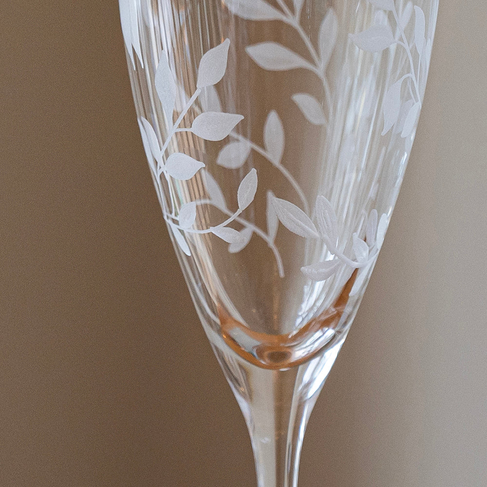Personalised Botanical Crystal Champagne Flutes - Set of Two