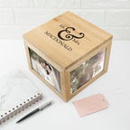 Classic Mr & Mrs Oak Photo Keepsake Box