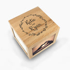 Couple's Oak Photo Keepsake Box With Wreath Design
