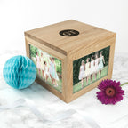 Oak Photo Keepsake Box with Initials