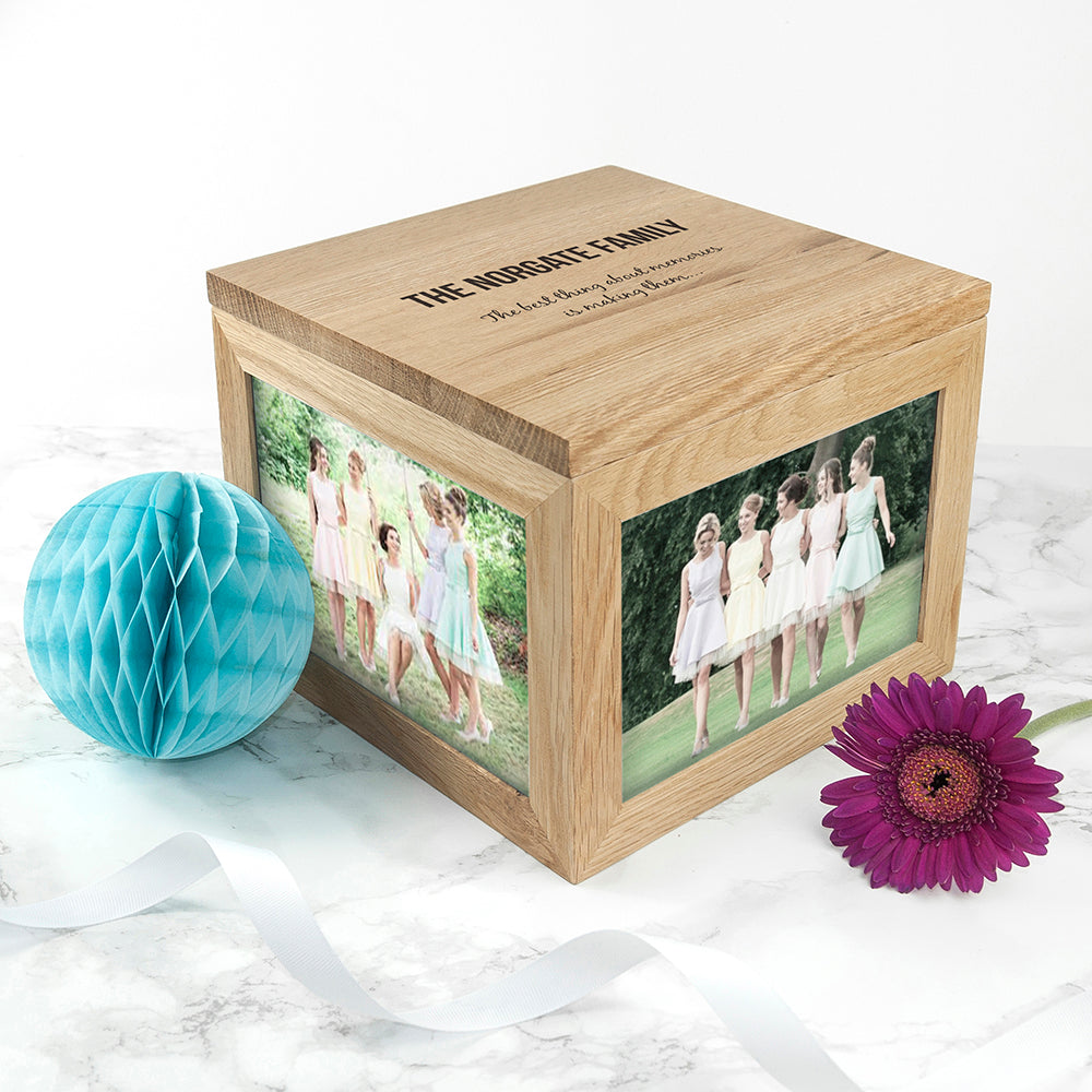 We Are Family Oak Photo Keepsake Box