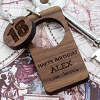 Happy Birthday Walnut Keyring