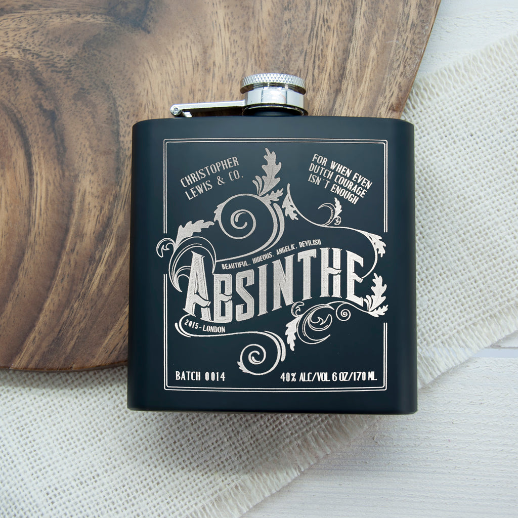 Personalised Absinthe Vintage Hip Flask