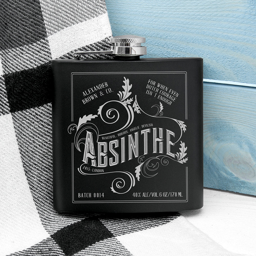 Personalised Absinthe Vintage Hip Flask