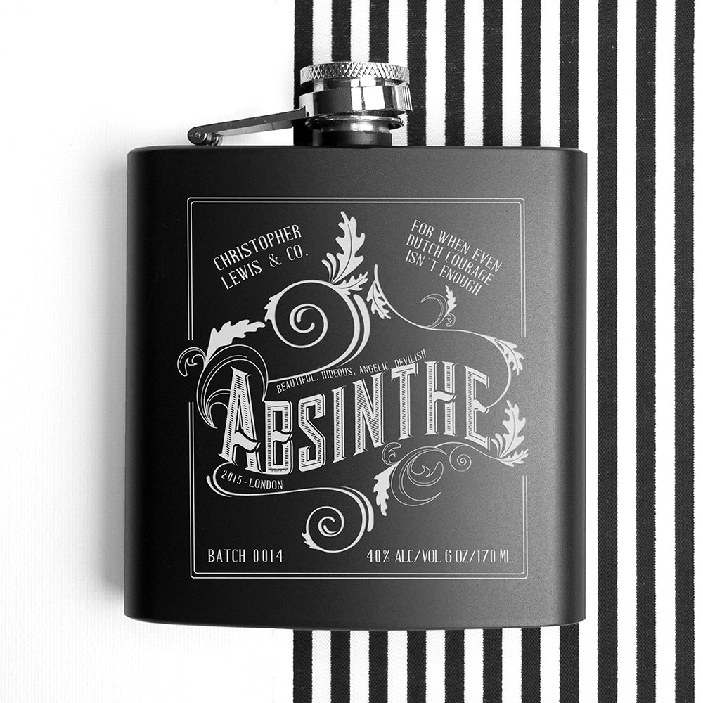 Personalised Absinthe Vintage Hip Flask