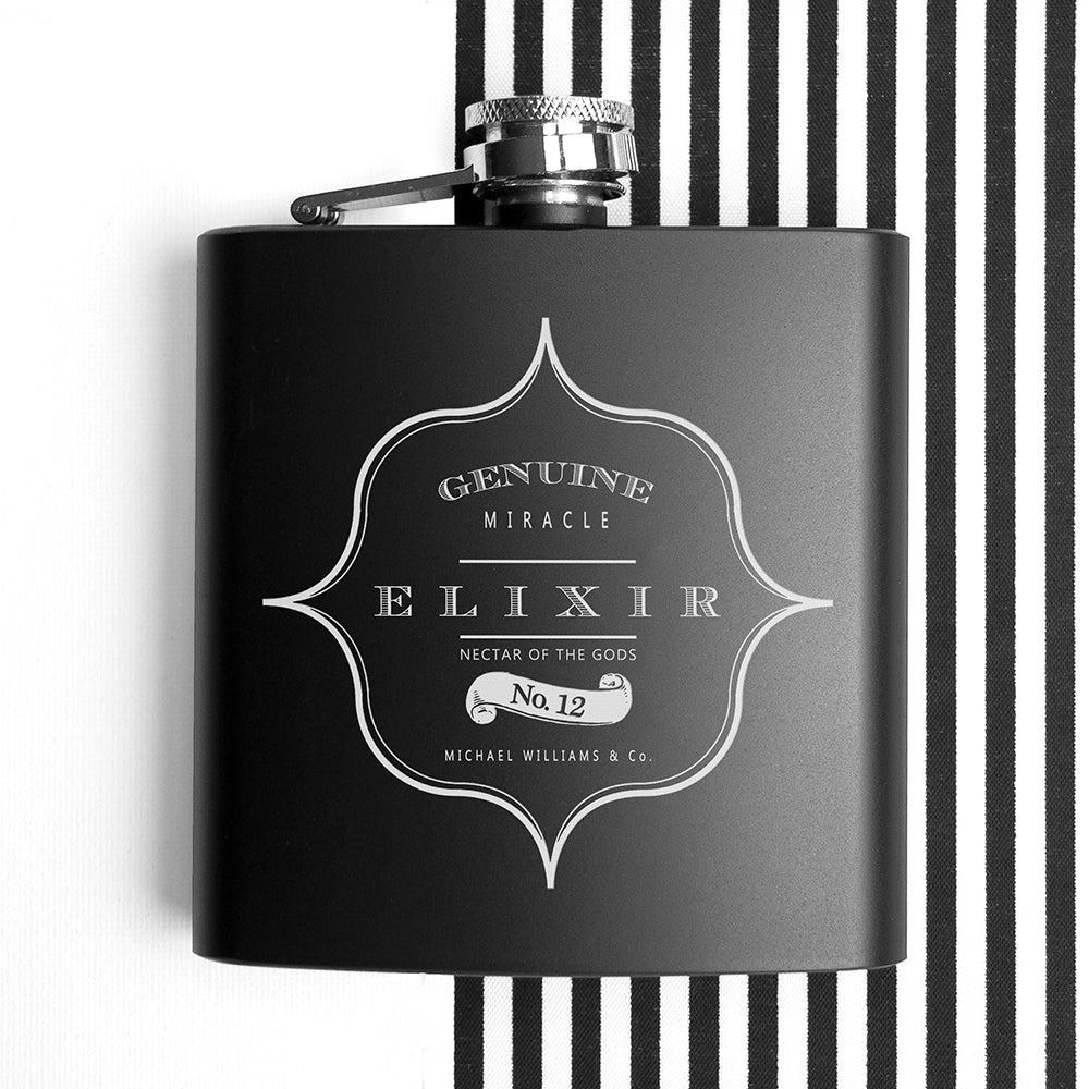 Personalised Elixir Vintage Hip Flask