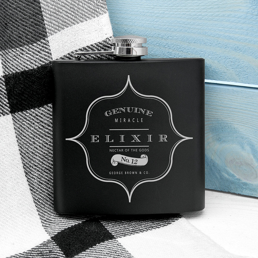 Personalised Elixir Vintage Hip Flask