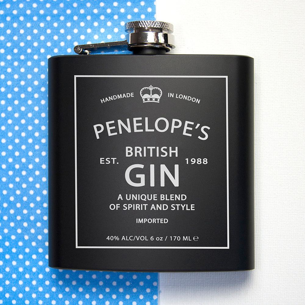 Personalised Gin Vintage Hip Flask