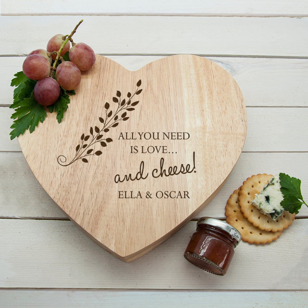 Personalised All You Need is Love Heart Cheese Board