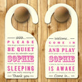 Personalised Baby Door Hanger in Pink
