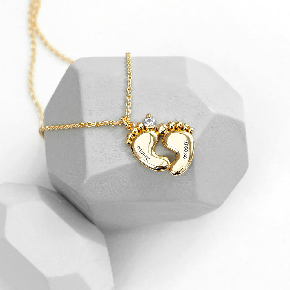 Personalised Baby Feet Plated Necklace