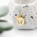Personalised Birth Flower Heart and Disc Necklace