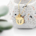 Personalised Birth Flower Heart and Disc Necklace
