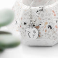 Personalised Birth Flower Heart and Disc Necklace