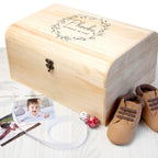 Personalised Botanical Wreath Keepsake Wooden Chest