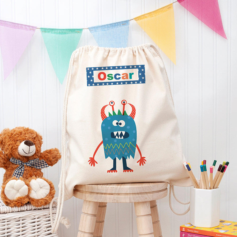 Personalised Boy's Little Monster PE Kit Bag