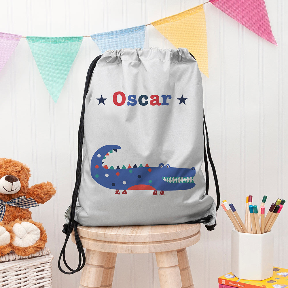 Personalised Boy's Silver Waterproof Swim Bag