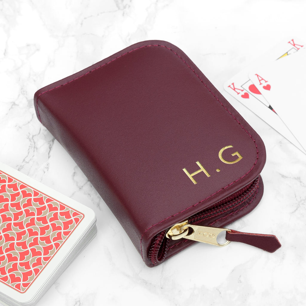 Personalised Leather Playing Card Case