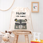 Personalised Children's Raccoon Cotton Nursery Bag