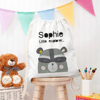 Personalised Children's Raccoon Cotton Nursery Bag