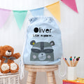 Personalised Children's Raccoon Cotton Nursery Bag