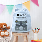 Personalised Children's Raccoon Cotton Nursery Bag