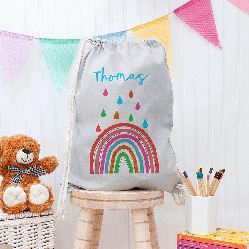 Personalised Children's Rainbow PE Kit Bag