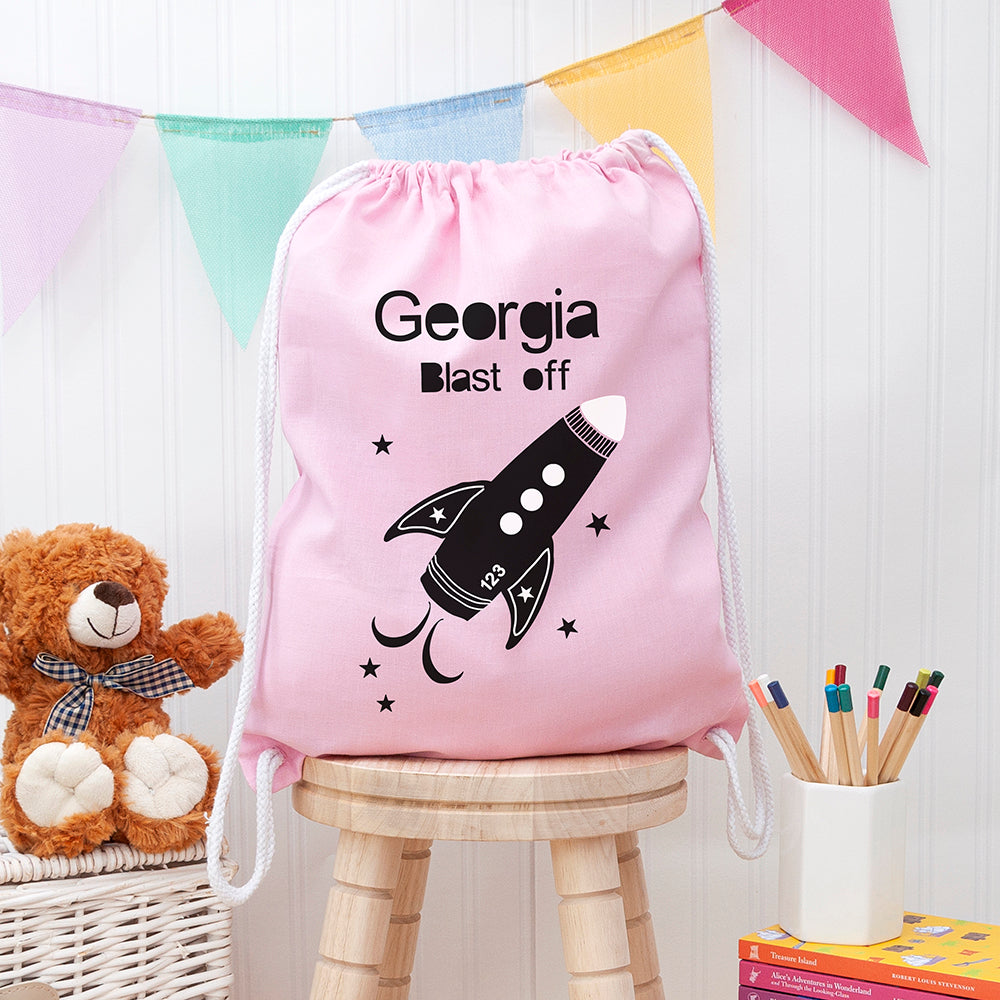 Personalised Children's Space Rocket PE Kit Bag