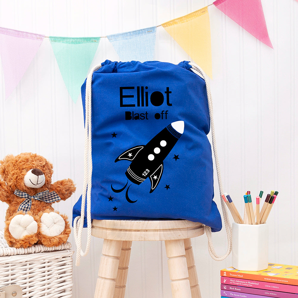 Personalised Children's Space Rocket PE Kit Bag