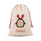 Personalised Christmas Penguin Christmas Sack