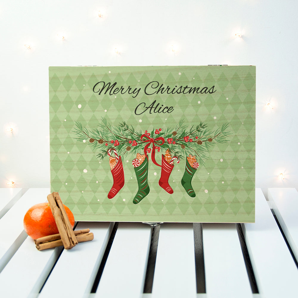 Personalised Christmas Stockings Tea Box