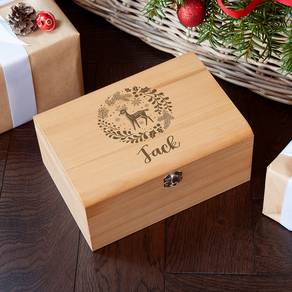 Personalised Christmas Woodland Keepsake Chest