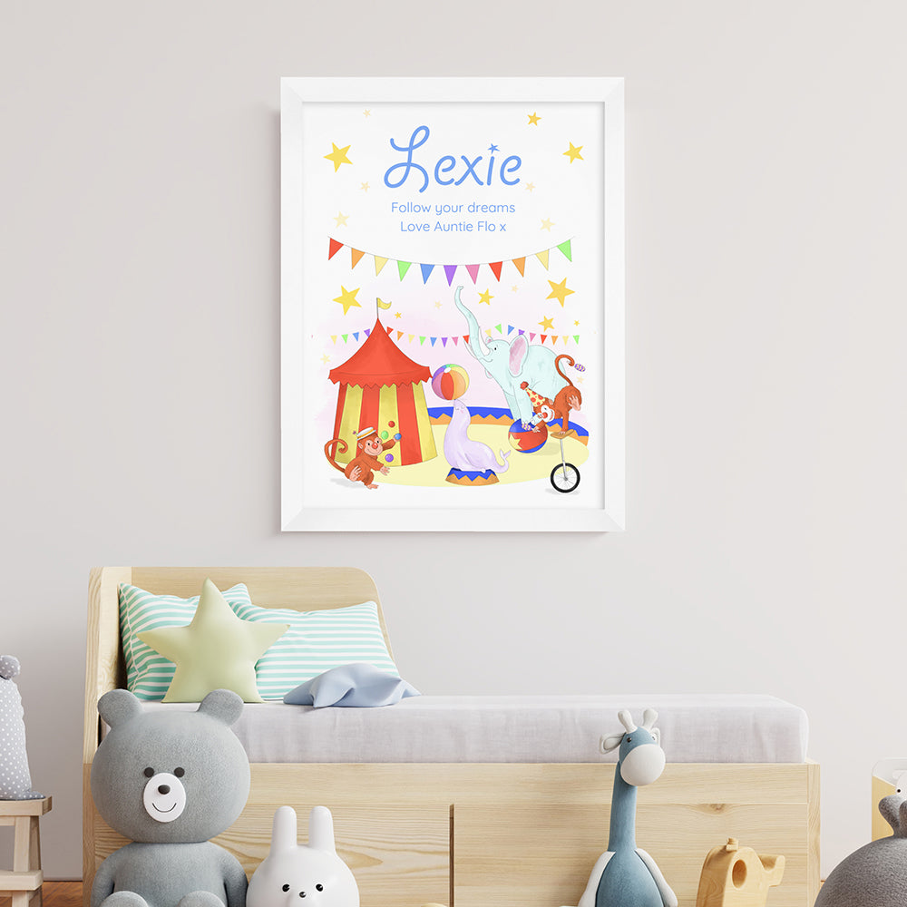 Personalised Circus Fun Framed Print