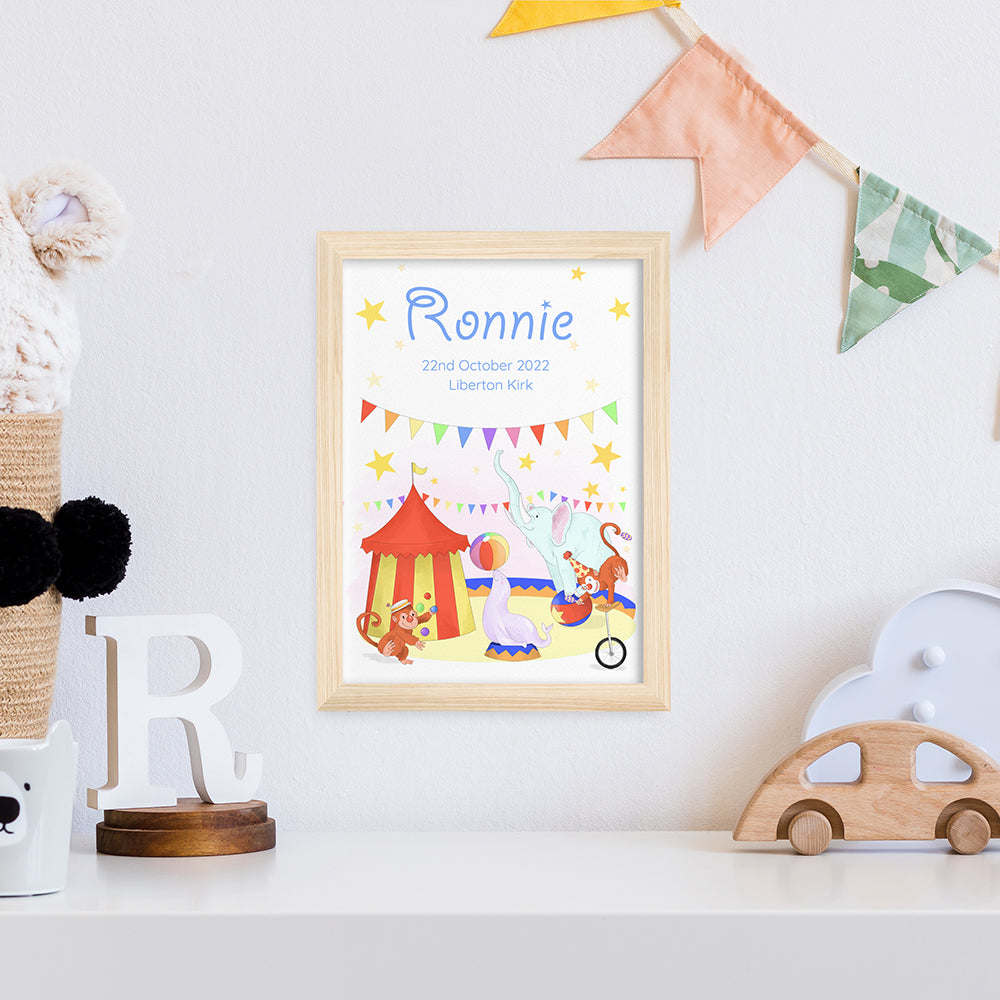 Personalised Circus Fun Framed Print