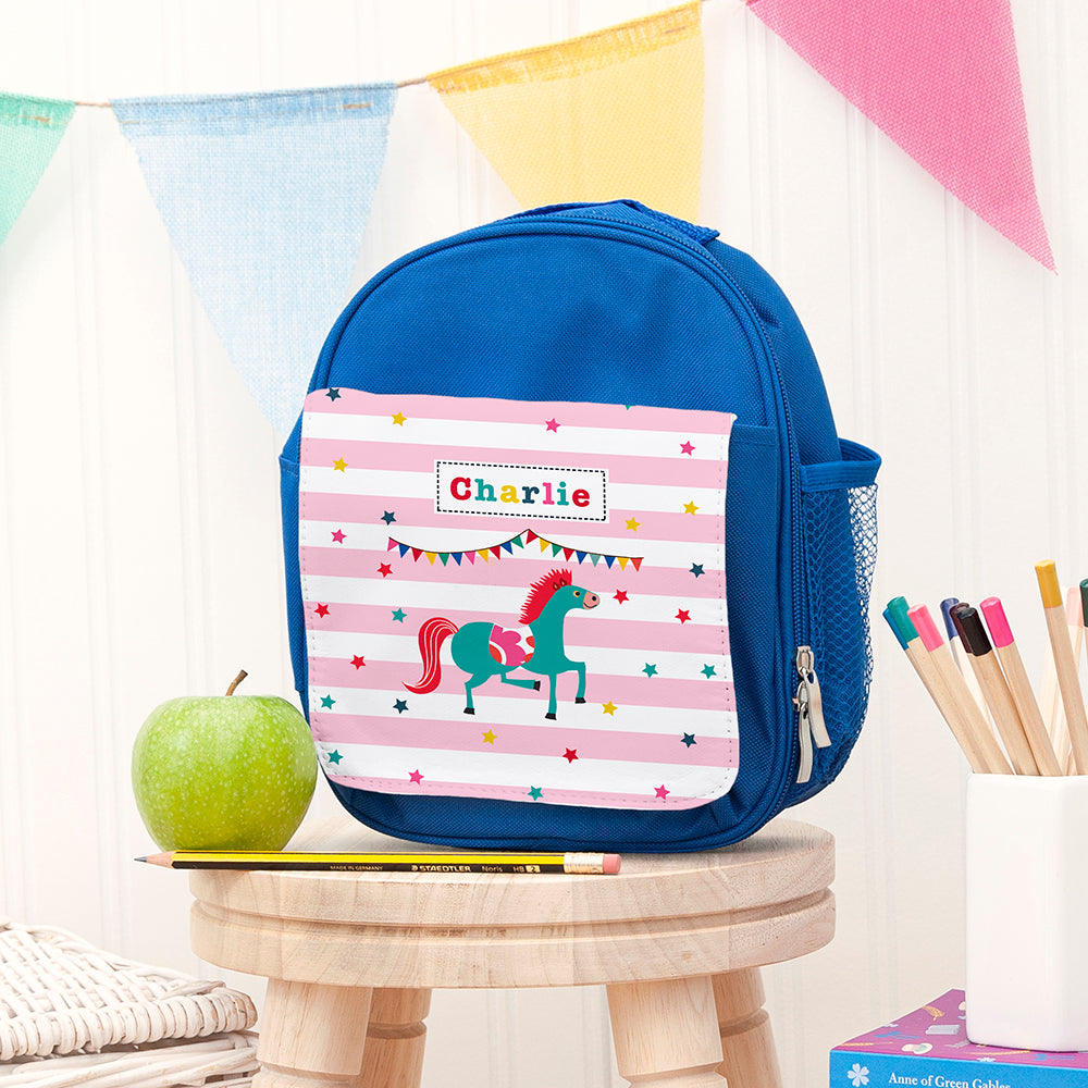 Personalised Circus Themed Blue Lunch Bag