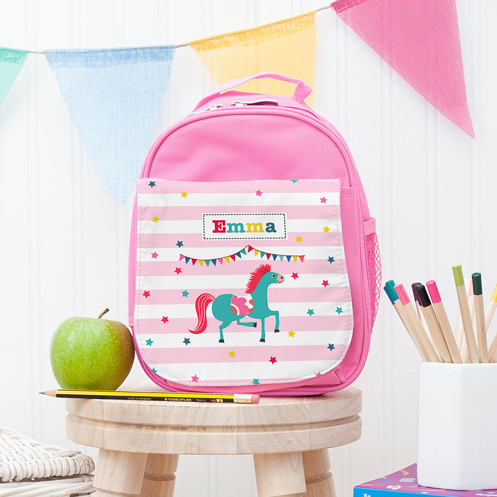 Personalised Circus Themed Pink Lunch Bag