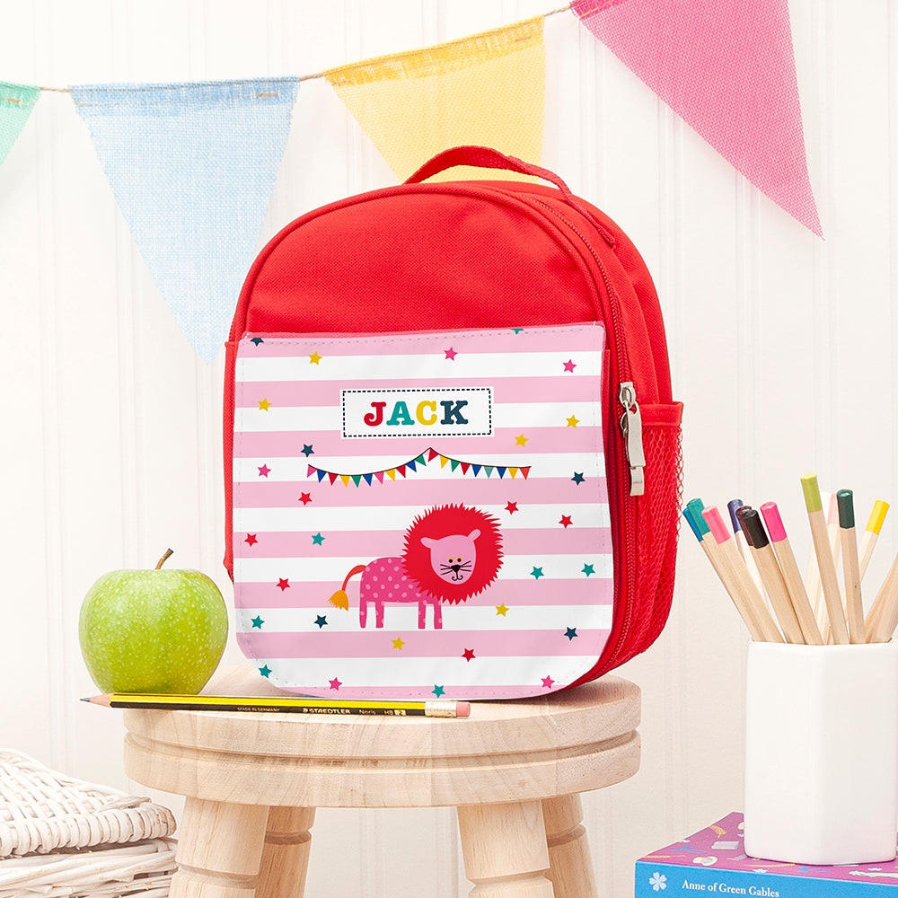 Personalised Circus Themed Red Lunch Bag