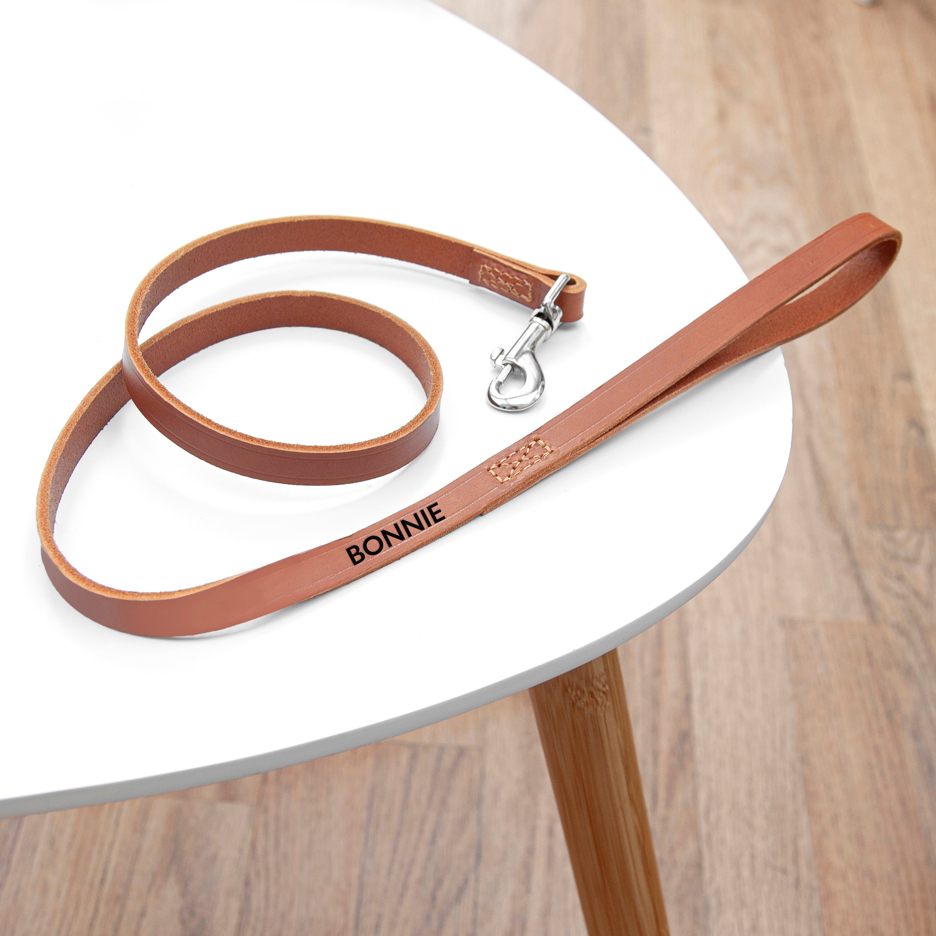 Personalised Classic Brown Leather Dog Lead