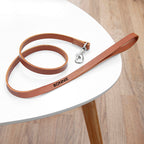 Personalised Classic Brown Leather Dog Lead