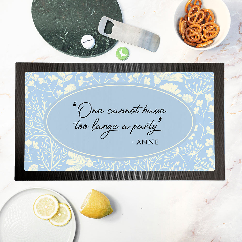 Personalised Classic Floral Quote Bar Mat