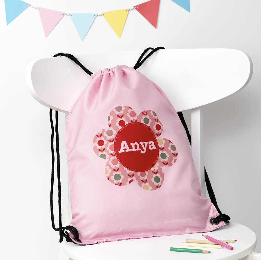 Personalised Classic Pink Flower Waterproof Swim Bag
