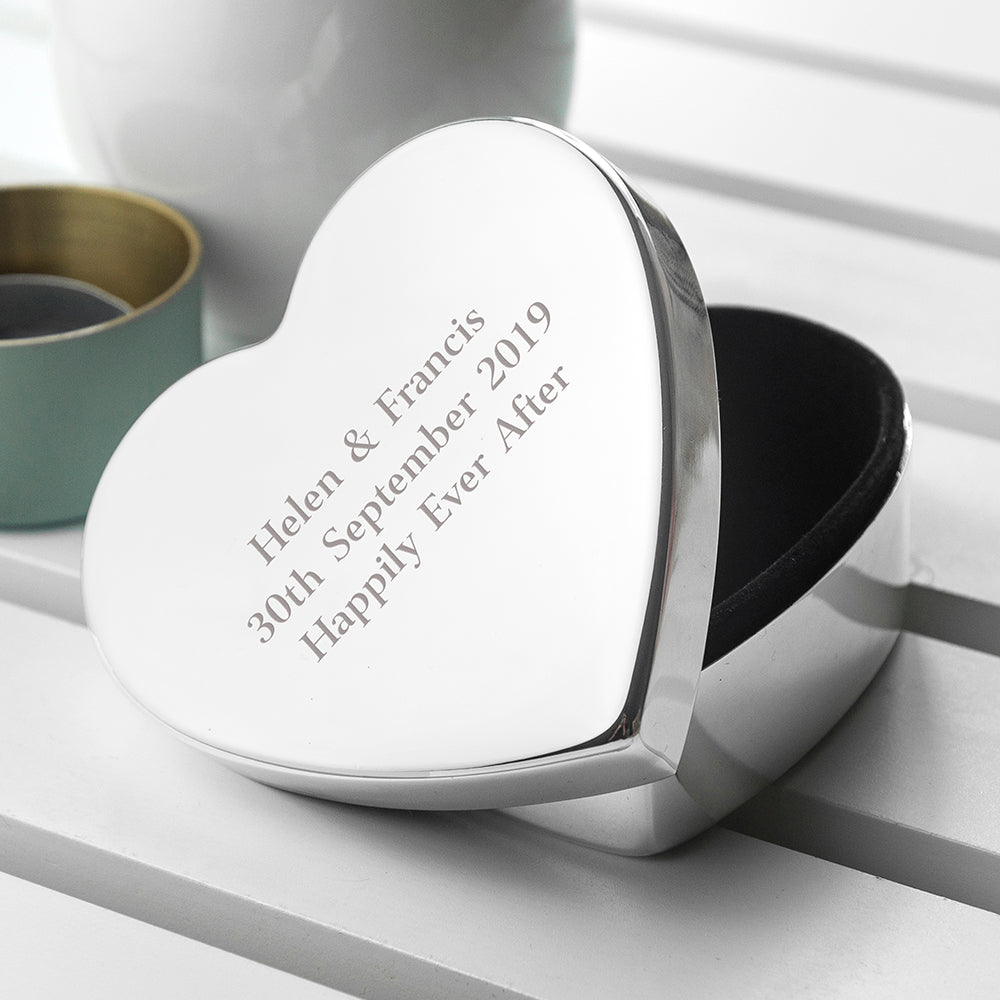 Personalised Classic Silver Heart Trinket Box