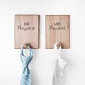 Personalised Contemporary Couples Peg Hook Set