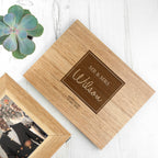 Personalised Contemporary Mr & Mrs Midi Oak Photo Cube Keepsake Box