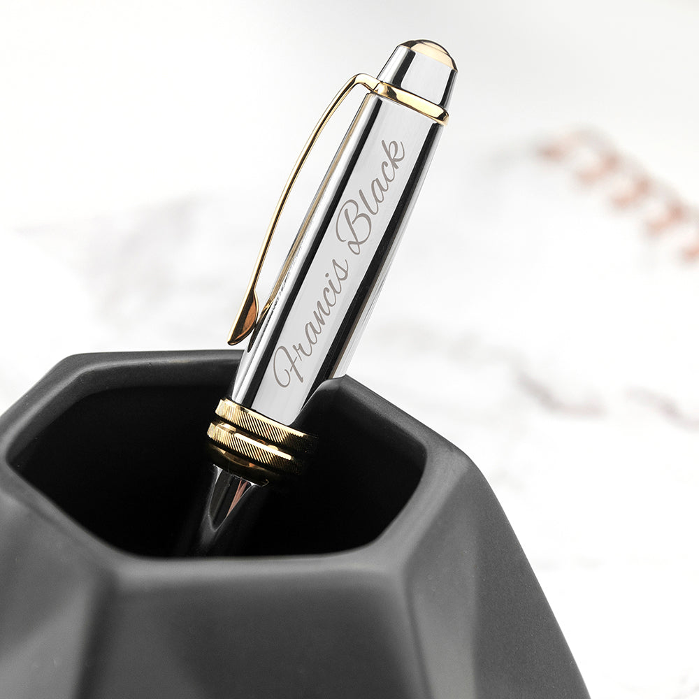 Personalised Cross Silver Gold Medallist Pen