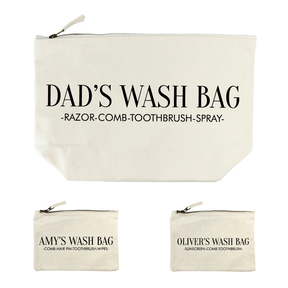 Personalised Daddy & Me Cream Wash Bags